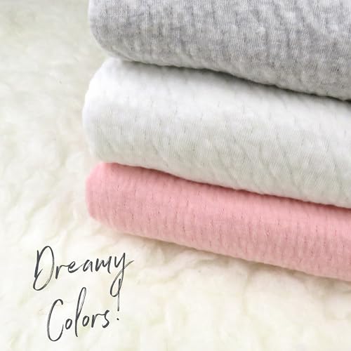 Image of HonestBaby Matelasse Reversible Receiving Blanket 100% Organic Cotton for Baby Boys, Girls, Light Grey Heather, One Size