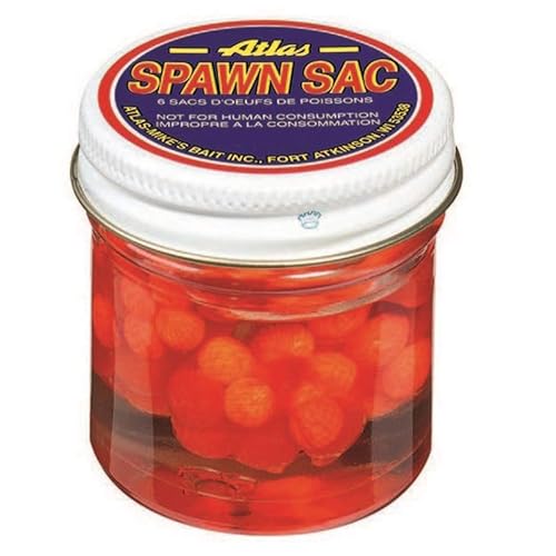 Atlas Mike's Floating Spawn Sack Salmon Fishing Bait Eggs (Pack of 6), Orange