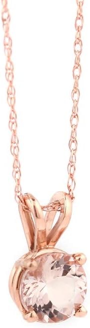GNG 10k Rose Gold Natural Morganite Solitaire Pendant Necklace, 18" - Image 2