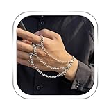 Bemous Punk Ring Bracelet for Men Gothic Hand Chain Bracelet Silver Hand Ring Bracelet for Men