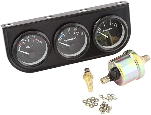 KSTE Triple 3 jauges 52 mm en 1 Voltmètre + Indicateur eau Temp + compteur de pression d'huile w/capteur Compatible with camion de voiture