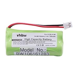 vhbw NiMH accu 700mAh (2,4V) compatibel met draadloze vaste telefoon Siemens Gigaset A260 Trio, A265, A345 vervanging…
