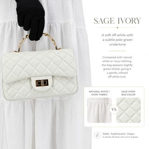 Image of M-ioi-M Small Quilted Crossbody Bags for Women,Leather Shoulder Bag with Gold Chain Strap,Metal Top Handle Flap Evening Purse