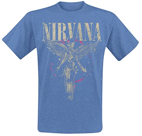 Nirvana In Utero Hombre Camiseta Azul Jaspe XL, 65% poliéster, 35% algodón, Regular Cover