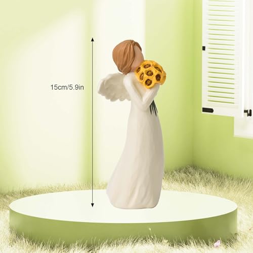 Sunflower Gifts for Women, Guardian Angel Statue, Angels Figurines, Woman Holding Sunflowers Figurines for Thanksgiving, Mother's Day or Birthday - Image 4