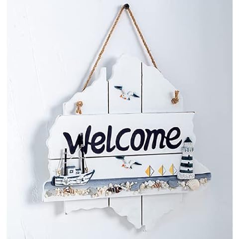 zmgmsmh Nautical Beach Sign welcome door sign Wall Decor Coastal Hanging Welcome Sign Ocean House Decorations for Home Door Cover