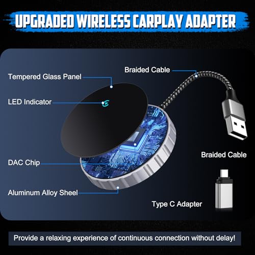 I LITTON Wireless Adapter for Car play Covert Wired to Wireless, Fast Auto Adapter for Car play with USB/USB-C Adapter - Image 4