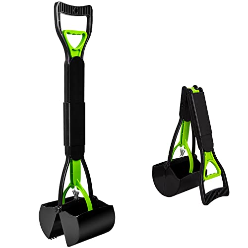 Image of SZHLUX 32 inch Pooper Scooper, Foldable Dog Pooper Scooper with Unbreakable Material and Durable Spring for Grass and Gravel, Green
