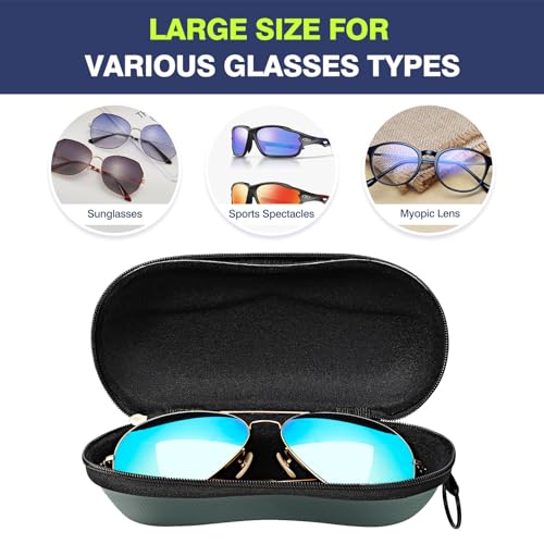 Image of MoKo Semi Hard Shell Sunglasses Case, Unisex Protective Eyeglass Case Glasses Case Holder with Metal Hanging Hook