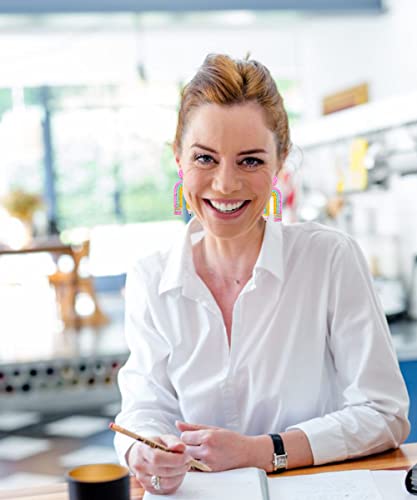 Teacher Earrings for Women Beaded Apple Pencil Dangle Earrings Colorful Rainbow Drop Earrings Back To School Present Teacher Appreciation Gift2
