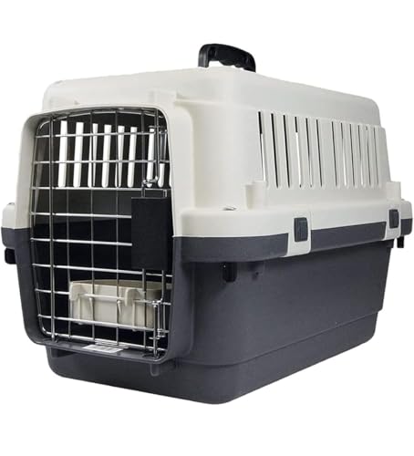Image of Heavy Duty Dog Travel Carrier Flight Crate, IATA Compliant Airline Approved, White & Grey (20 Inch - Standard)