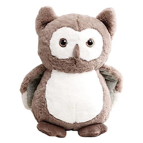Peluche hibou gris foncé de 40cm Qianly doudou moelleux