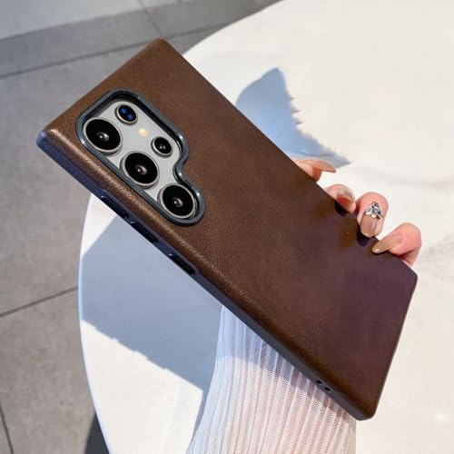 Coque anti-rayures pour Samsung Galaxy S24 Plus, étui rigide marron résistant aux chutes