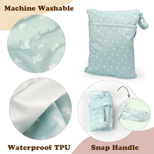 Image of Mama Koala 2 Pack Wet Dry Bags on the Go, Swimming Pool, Beach, in Gym, Fitness Center, Natatorium, Polyester Waterproof Diaper Bag with 2 Pockets, Portable, Reusable, Machine Washable-12in /16in-017