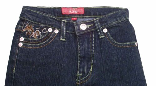 Little Girls Embroidery Stretch Dark Denim Jeans ~ Size 42