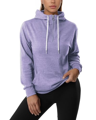 Image of GIVON Womens Casual Zip Up Hoodie Cotton Blend Soft Fabric Basic Layering Hooded Jacket with Kangaroo Pocket