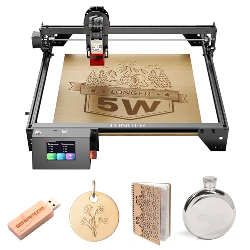 Image of LONGER Laser Engraver, Ray5 5000mW Higher Accuracy DIY Laser Cutter Engraving Machine with 3.5 inch Touch Screen, App Offline Control,400x400mm,0.08mm Laser Spot, for Wood Metal Acrylic Glass