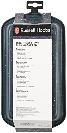 Russell Hobbs RH00996EU Non-Stick Loaf Pan, Carbon Steel Bread Tin with Handles, PFOA Free, for Baking Cakes, Bread & Malt Loaf, Nightfall Stone Collection, Blue Marble, 28 cm