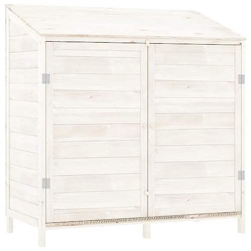 vidaXL Geräteschuppen Weiß 102x52x112 cm Massivholz Tanne