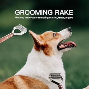 Pet Dematting Rake with 2 Sided Professional Pet Grooming Rake for Dogs and Cats 20-Blades Deshedding Detangle Thinning Undercoat Comb and Face Comb Kit with Wooden Handle Pet Dematting Rake with 2 Sided Professional Pet Grooming Rake for Dogs and Cats 20-Blades Deshedding Detangle Thinning Undercoat Comb and Face Comb Kit with Wooden Handle