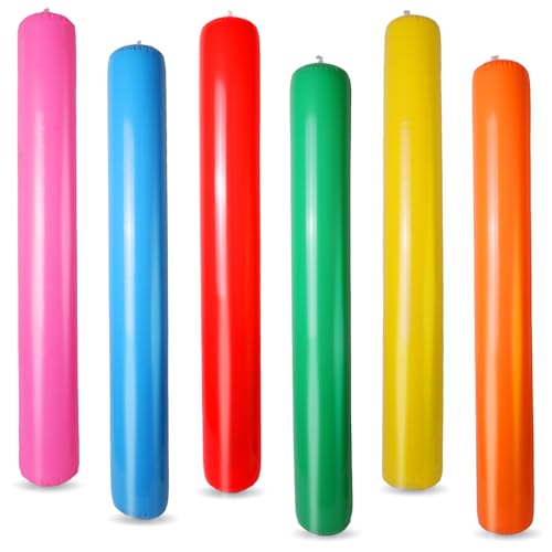 FSAIUIS 6PCS Giant Inflatable Pool Sticks Colorful Blow Up Pool Swimming Noodles for Swimming Pool Beaches Party