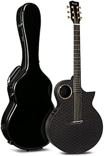 Enya Carbon Fiber Acoustic Electric Guitar X4 Pro AcousticPlus 41” Cutaway Guitar Bundle with Hard Case, Leather Strap(EA-X4E Pro)