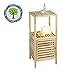 Produktbild WENKO Regal Norway mit Tür, Badezimmer-Schrank mit 2 Ablagen und einer Tür, Badschrank aus Walnussholz, kleine Kommode, Eckregal für das Bad, 39,5 x 86 x 35,5 cm, natur