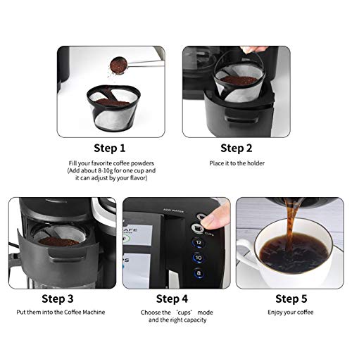 DECDEAL Encaixe da cesta de filtro de café moído de malha reutilizável compatível com Keurig K-Duo E
