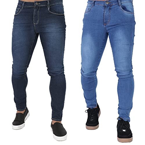 KIT 2 CALÇAS JEANS, SARJA (AZUL MÉDIO, AZUL ESCURO, 40)