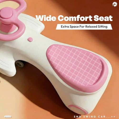 Image of StarAndDaisy Kids Swing car /Ride on Push /Swing Car with Music, Light & 360 Steering - Safe, Fun Magic, and Durable /Toddlers & Children for Wiggle Car -Pink
