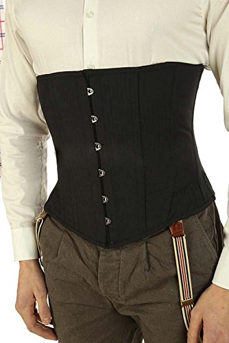 Handmade Cotton Corset for Men -Spiral Steel Boned Mens Corset Waist Trainer