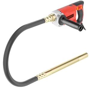 1300W Electric Concrete Vibrator, Hand Held Power Concrete Vibrators Cement Bubble Remover,13000 VPM With 4.9 Ft Long Copper Rod Concrete Tools