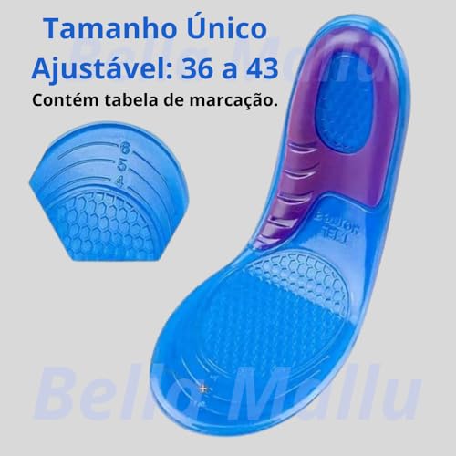 Palmilha Gel Ortopedica Palmilha De Silicone Fascite Plantar Anti Impacto Confortável Tamanho Unico
