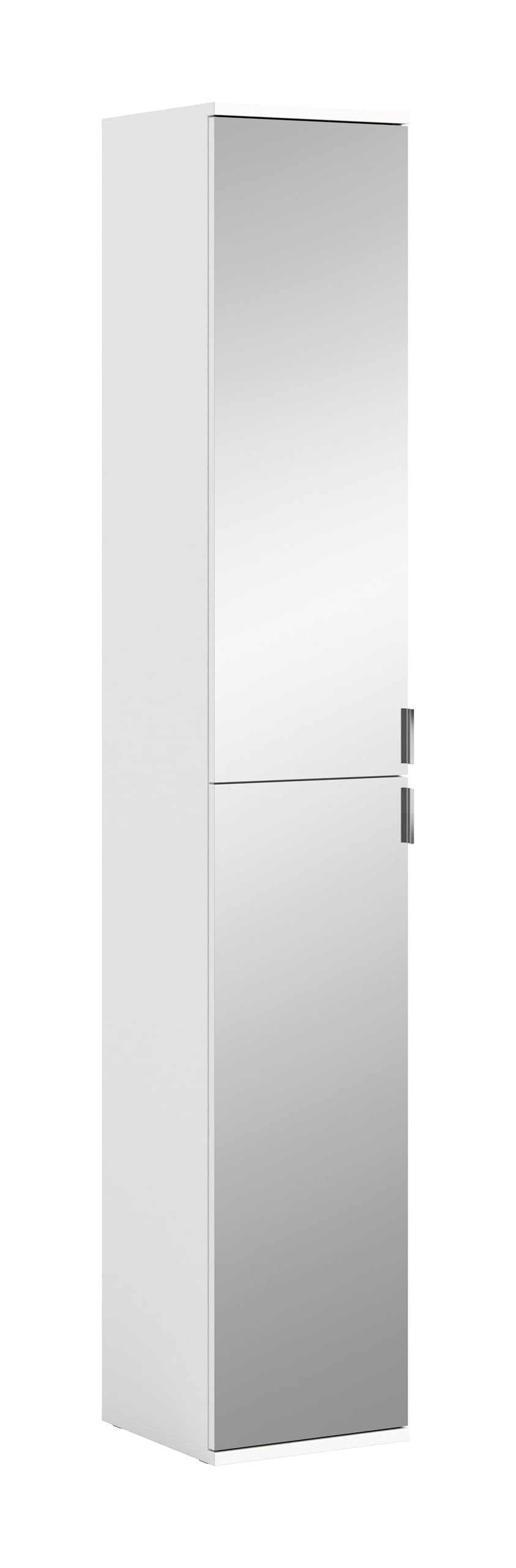 xonox.home - Spiegelschrank Projekt X 30x193x34 cm Front Spiegel weiß und Korpus weiß - Hochschrank mit Spiegel Schrank Mehrzweckschrank Garderobenschrank - multifunktional und erweiterbar