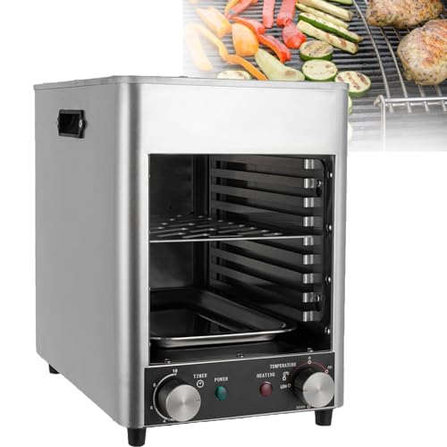 Parrilla eléctrica para carne de interior, asador automático con tiempo y temperatura ajustables para asar carne de res, pollo y verduras a altas temperaturas