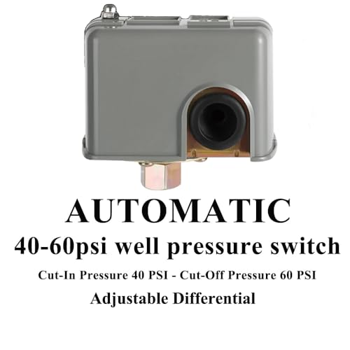 Image of Pressure Switch for Well Pump, 40-60Psi Well Pressure Switch, 1 /4 inch Female | YSD Well Pump Pressure Switch, Adjustable Differential Water Well Pressure Switch, 1 /4 inch Female NPT Automatic.(Grey)