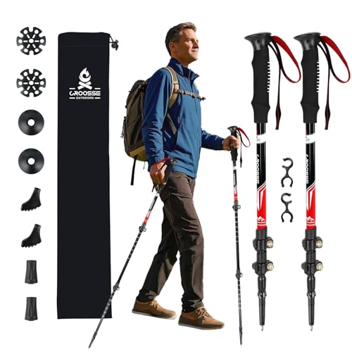 Lightweight Collapsible Trekking Poles for Hiking – 2 Pack Adjustable Hiking Poles, Aluminum...