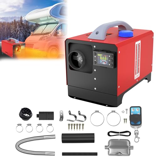 LARS360 8KW Standheizung Diesel Auto Kraftstoff 12V Luft Dieselheizung Air Diesel Heizung mit LCD-Schalter & Fernbedienung Air Standheizung für Auto RV Boote LKW Wohnmobil Bus (Typ E Rot&Schwarz)