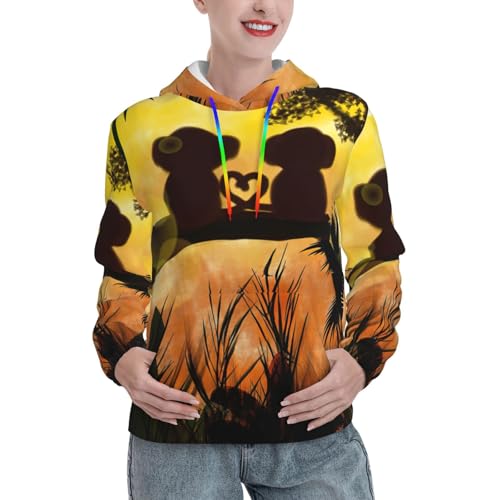 Sweat à capuche femme imprimé singe EdWal - Pull ajusté à poche