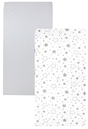 TupTam baby fitted sheet children fitted sheet for baby bed cot pack of 2, Stars Gray/White, 90 x 200 cm, Stars Gray / White - Image 4