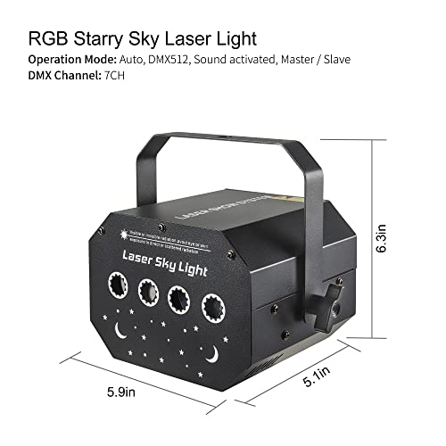 Dj Lights Party Lights, Gruolin Starry Laser Light Rgb Stage Sky Light, Disco Club Effect Light With Music Activated & Dmx Control, Great For Party Disco Wedding Stage & Dj Lighting #TOP3