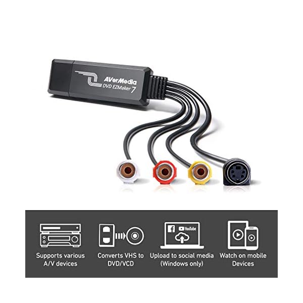 AverMedia [C039] DVD EZMaker 7 - VHS/8mm/Hi8 Videokonverter zur Bearbeitung-Nachbearbeitung [Video von VHS zum PC/DVD], schwarz