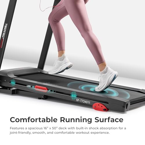Image of Sunny Health & Fitness Smart Wi-Fi Treadmill w /Shock Absorption | 16 inch Running Surface, Shock Absorbing Deck, Screen Display, Wi-Fi Integration, SunnyFit App, Home Fitness Cardio