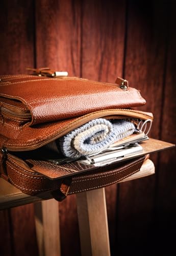 موتيفيا شنطة كروس كبيرة للرجال من الجلد الطبيعي مع حزام كتف مقاس A4 L (هافان كلاركس)