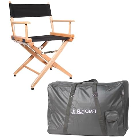 Filmcraft Low Director Chair with Carry Bag, Natural Finish Cover