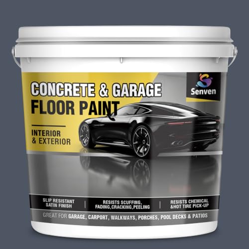 SENVEN Pintura para piso de concreto y garaje Slate Gray 1 Galón, pintura interior/exterior para pisos de concreto, recubrimiento para sótanos, porches, entradas, cubierta semi brillante miniatura 1