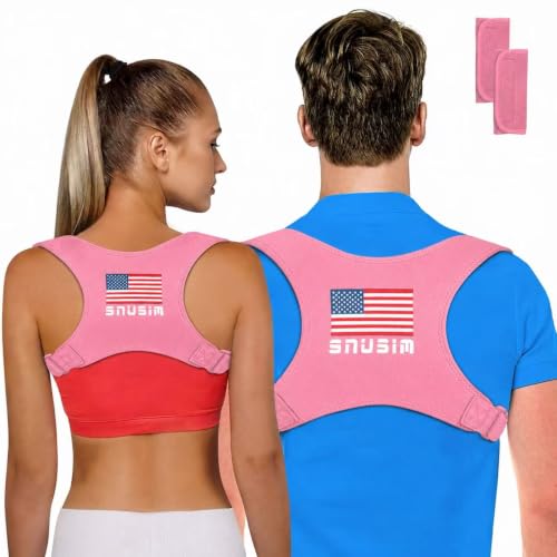 Image of Posture Corrector Upper Back Brace Neck Shoulder Back Support Brace Pain Relief Belt for Women Men Braces Spine Straightener Breathable - pink