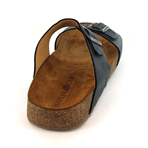 HAFLINGER Unisex Summer Genuine Leather Non-Slip Andrea Mule Sandals 819013, Marino, 6 Women/4 Men4