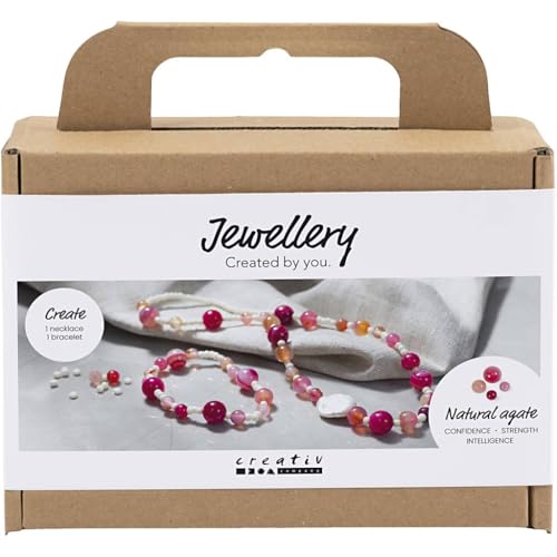 Kit para hacer collares y pulseras, manualidades de joyería rosa para evitar el aburrimiento
