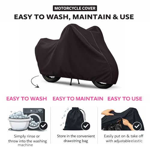 Image of 100% Waterproof Apache RTR 160 Bike Cover | Polyester Body Cover for Rain & Sun | UV Protection, Dustproof, Scratch Resistant, Windproof, Heat Resistant, Vehicle Specific Fit (Black)